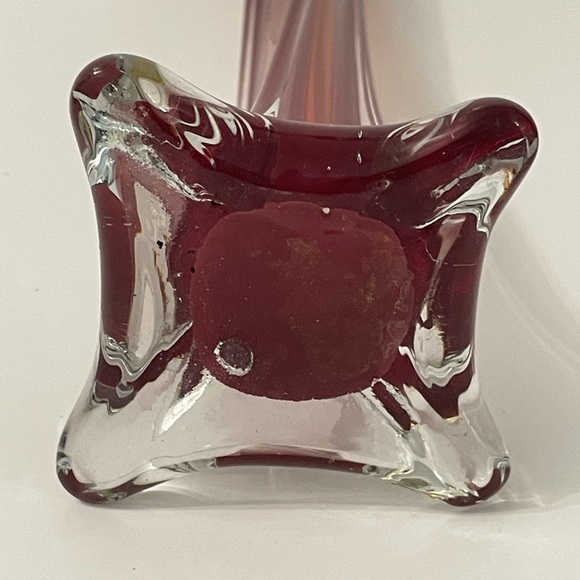 Vintage Mid Century Modern Soliflore Orange Red Amber Glass Bud Vase 10” H - Picture 5 of 6